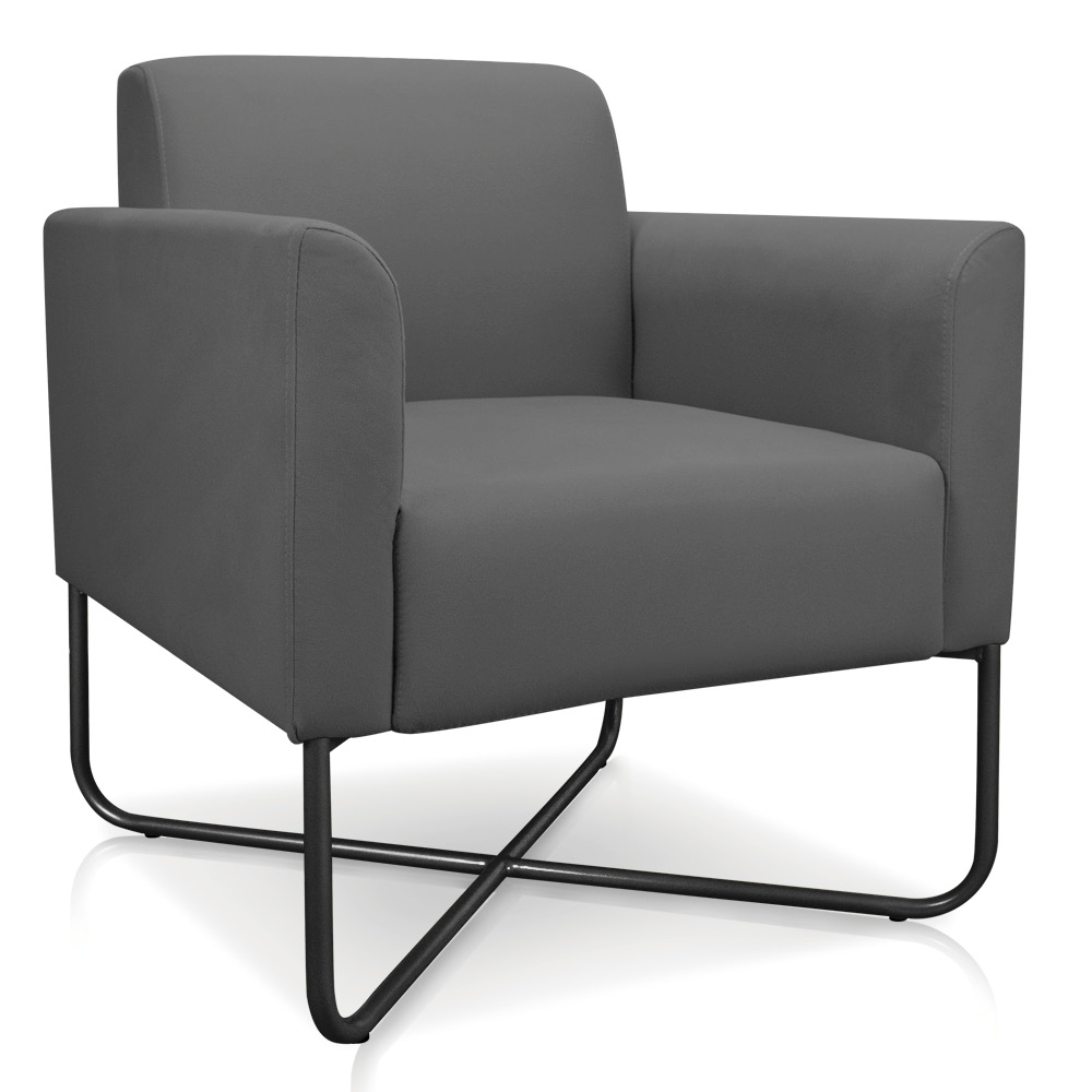 Poltrona Marisa Suede Grafite Base X Industrial Preto - D'Rossi