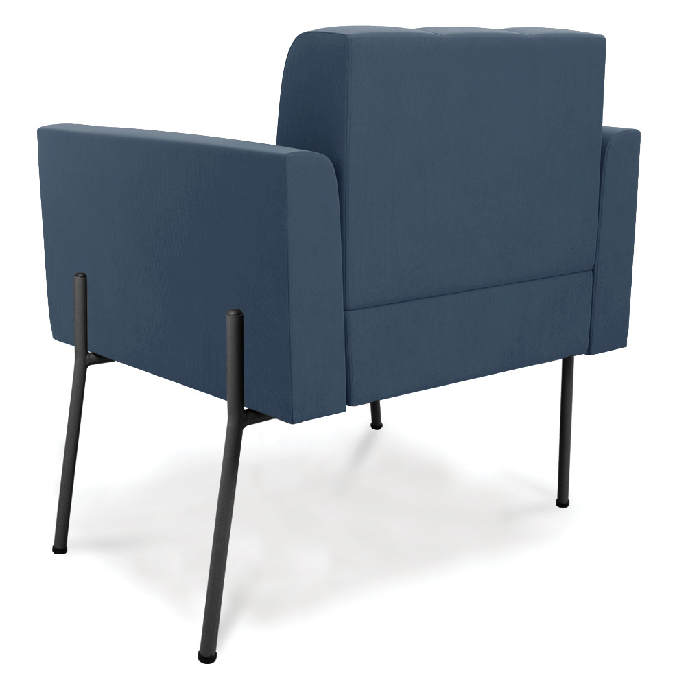 Poltrona Pé de Ferro Preto para Sala Kit 2 Elisa Suede Azul Marinho D03 - D'Rossi
