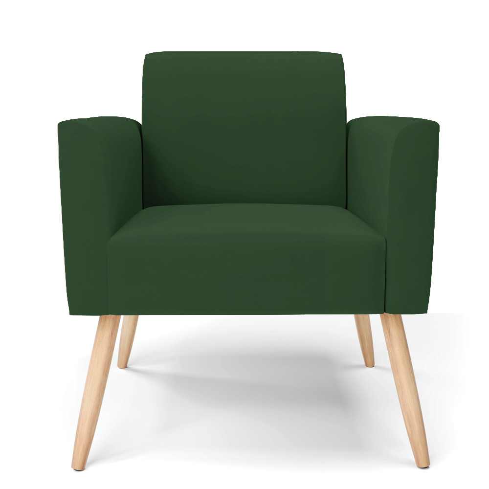 Poltrona Pés Palito Natural Marisa Veludo Verde D03 - D'Rossi