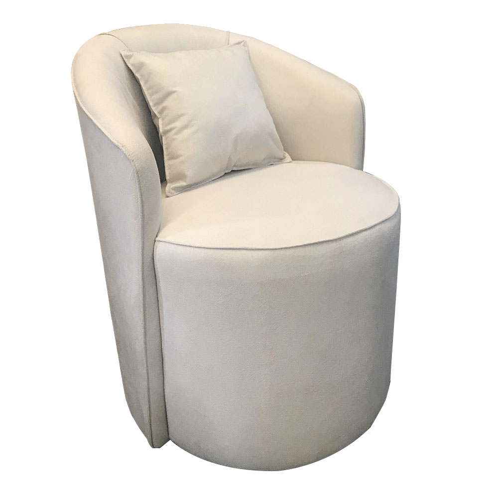 Poltrona Redonda Serena Suede Bege Base Fixa C05 - D'Rossi