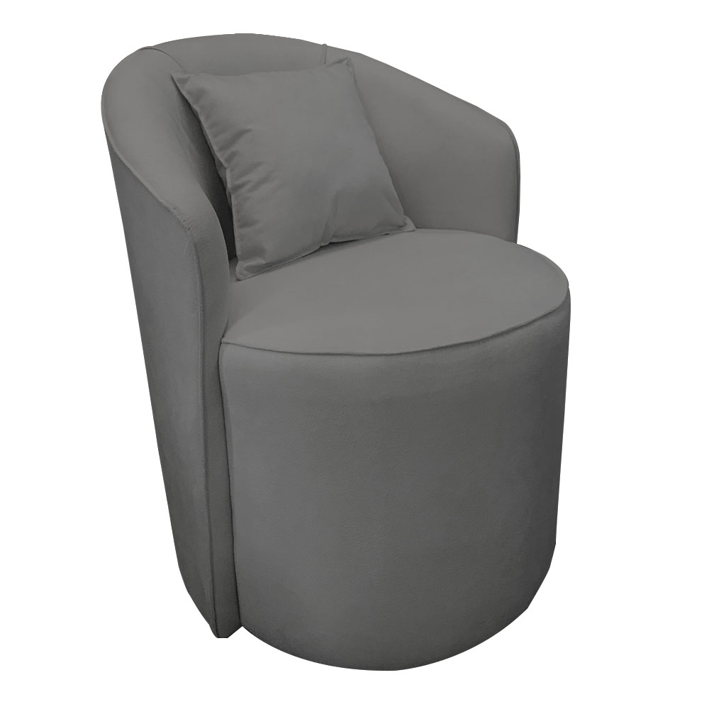 Poltrona Redonda Serena Suede Cinza Base Fixa C05 - D'Rossi