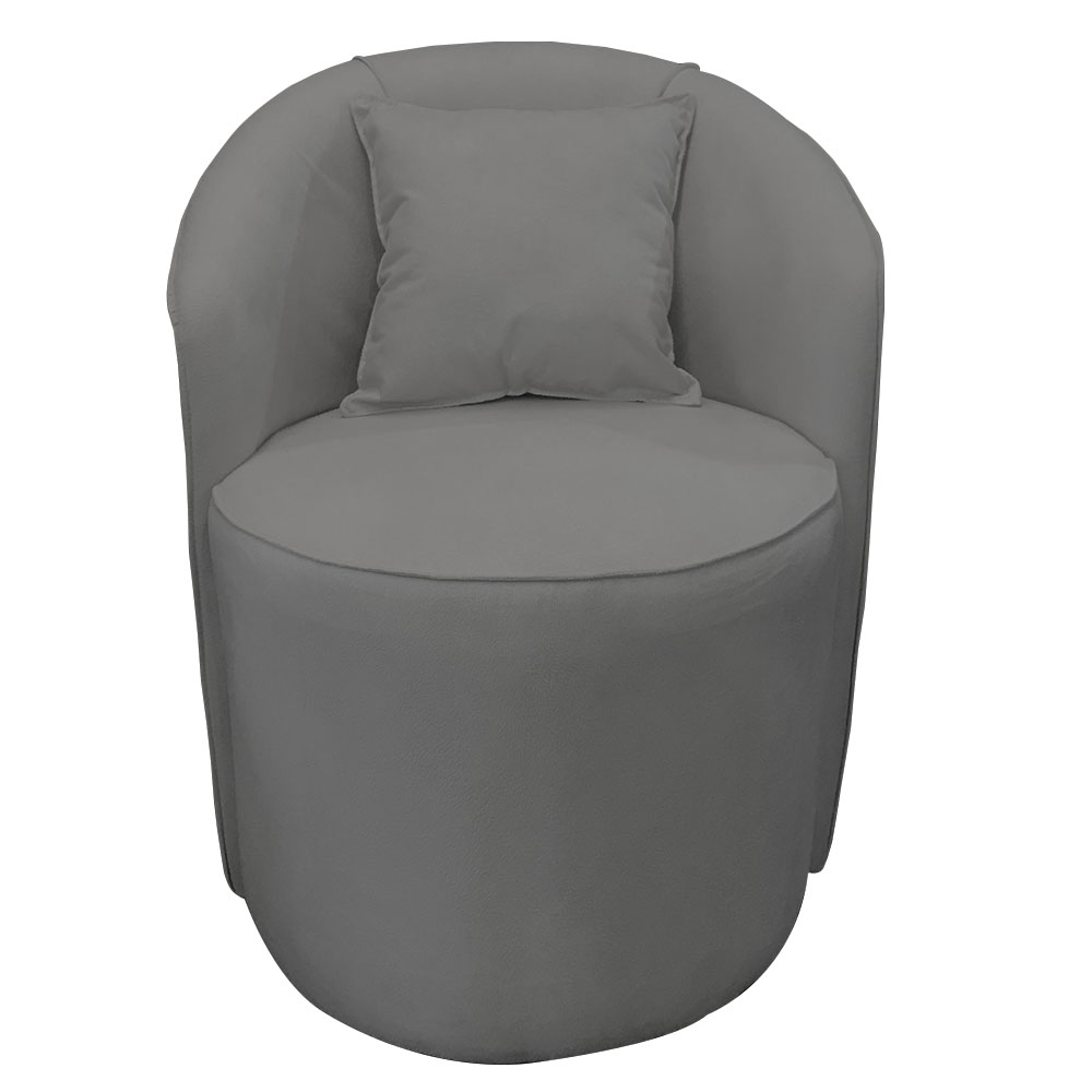 Poltrona Redonda Serena Suede Cinza Base Fixa C05 - D'Rossi