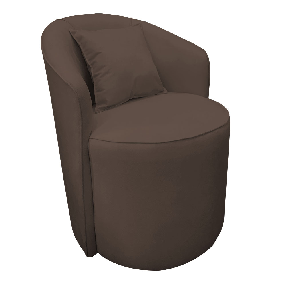 Poltrona Redonda Serena Suede Marrom Base Fixa C05 - D'Rossi