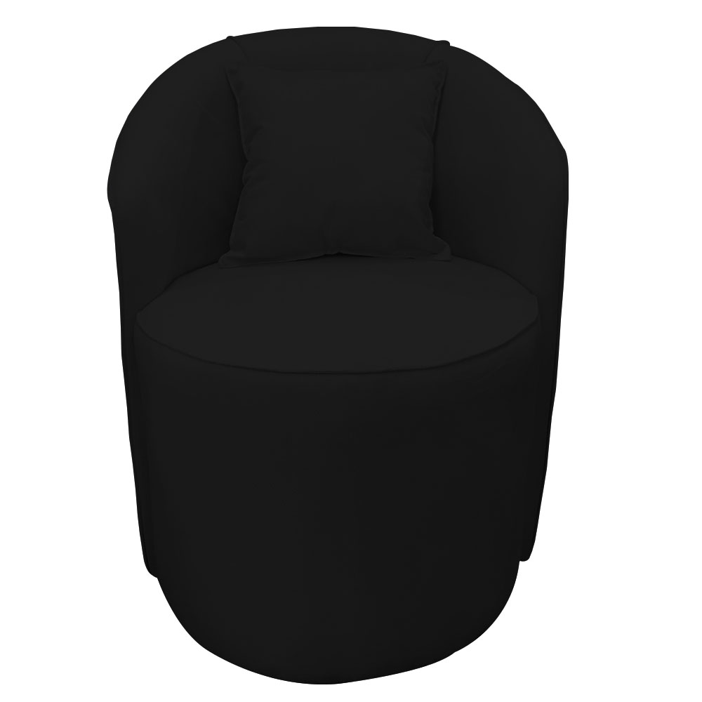 Poltrona Redonda Serena Suede Preto Base Fixa C05 - D'Rossi