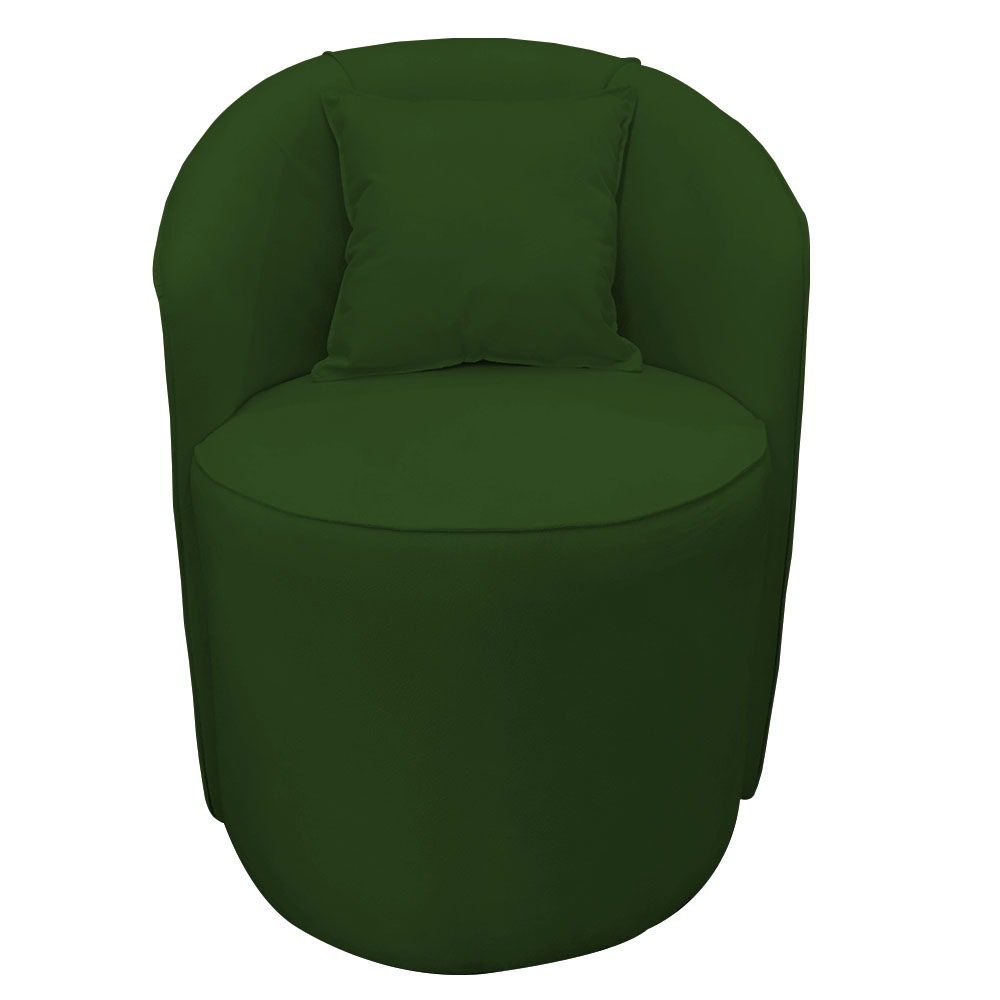 Poltrona Redonda Serena Suede Verde Base Fixa C05 - D'Rossi