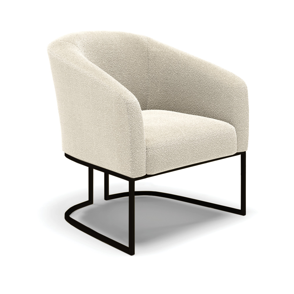 Poltrona Stella Bouclê Base Metálica Industrial Preto - D'Rossi