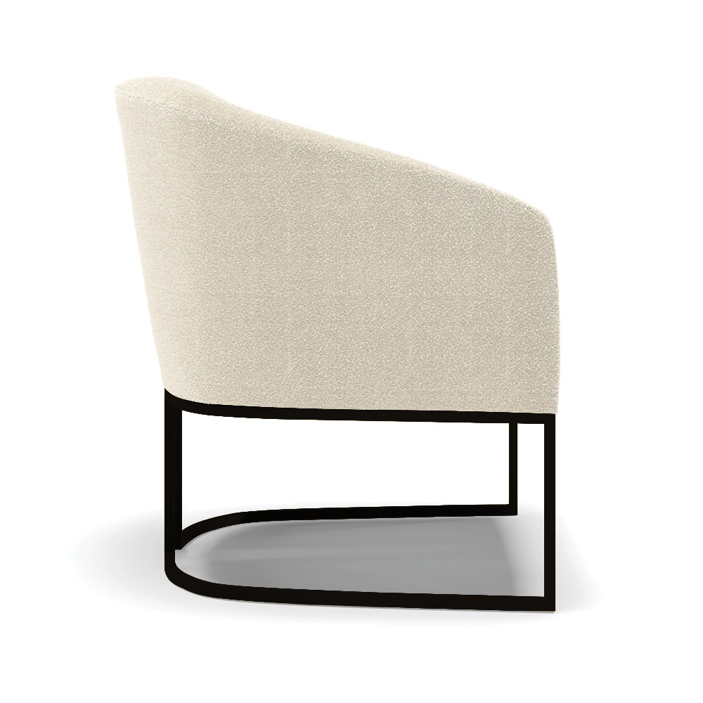 Poltrona Stella Bouclê Base Metálica Industrial Preto - D'Rossi