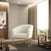 Poltrona Stella Bouclê Bege Base Metálica Industrial Dourado - D'Rossi