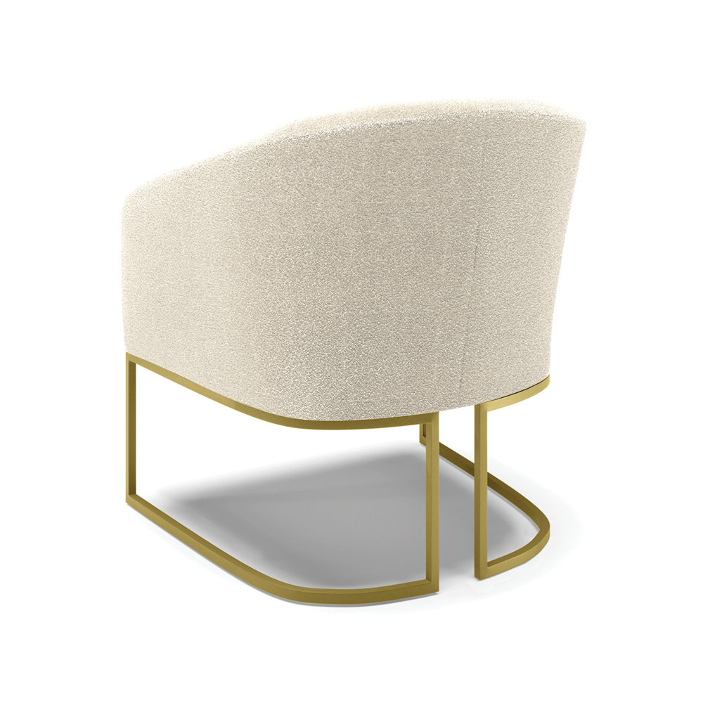 Poltrona Stella Bouclê Bege Base Metálica Industrial Dourado - D'Rossi