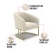 Poltrona Stella Bouclê Bege Base Metálica Industrial Dourado - D'Rossi