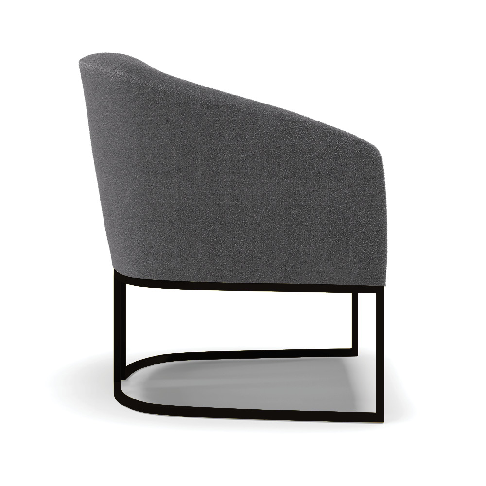 Poltrona Stella Bouclê Grafite Base Metálica Industrial Preto - D'Rossi