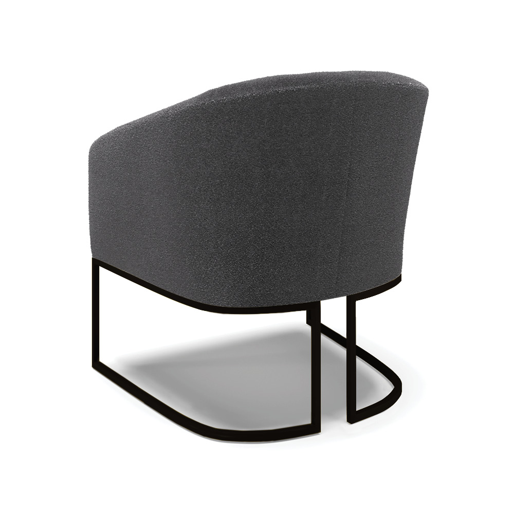 Poltrona Stella Bouclê Grafite Base Metálica Industrial Preto - D'Rossi