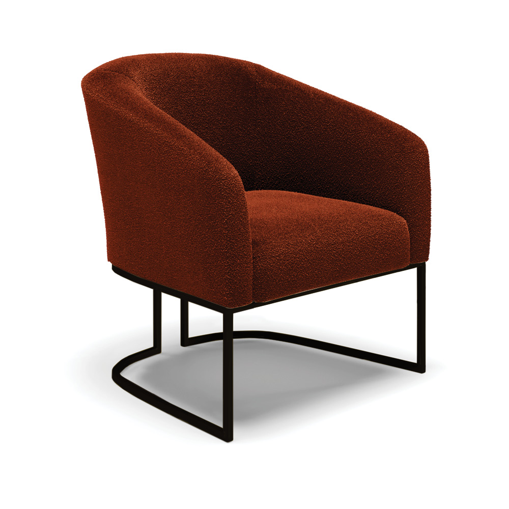 Poltrona Stella Bouclê Terra Base Metálica Industrial Preto - D'Rossi