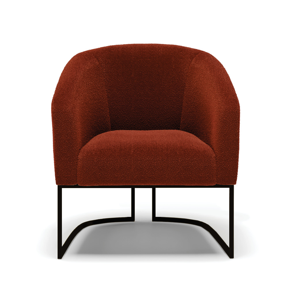 Poltrona Stella Bouclê Terra Base Metálica Industrial Preto - D'Rossi