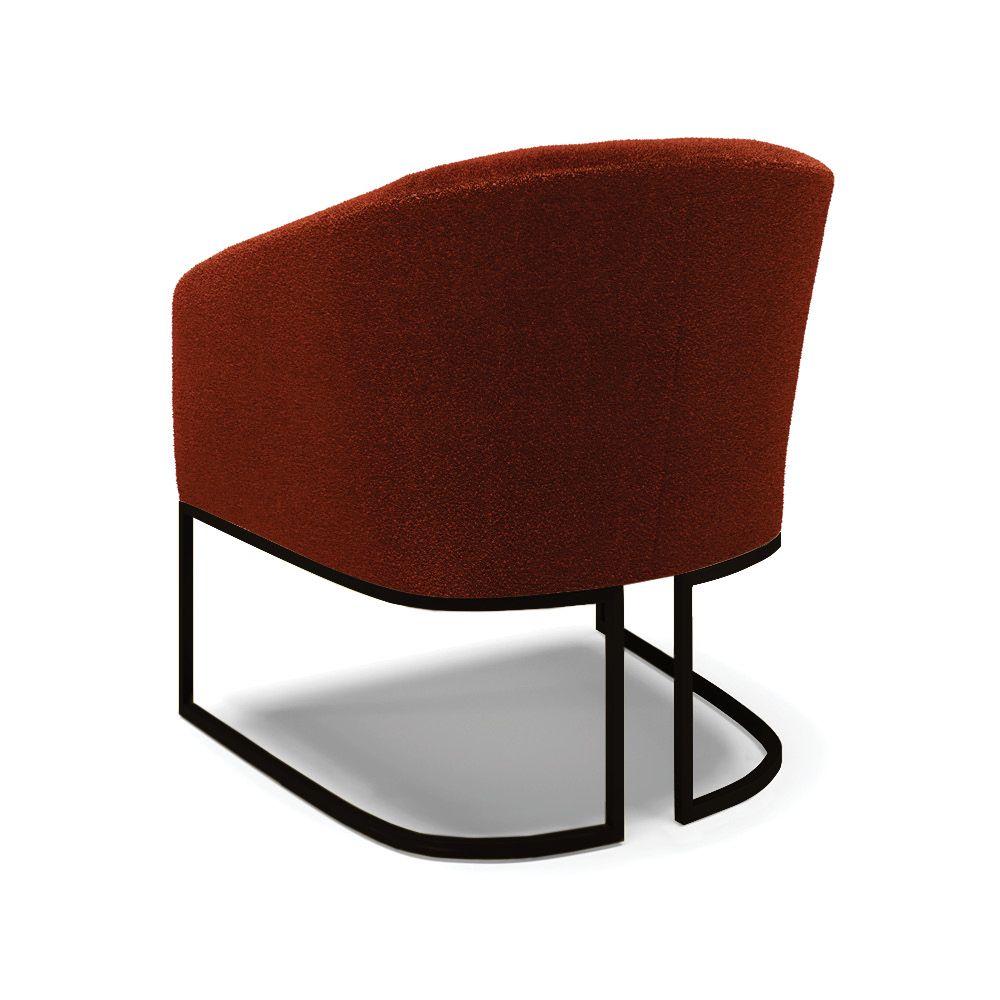 Poltrona Stella Bouclê Terra Base Metálica Industrial Preto - D'Rossi