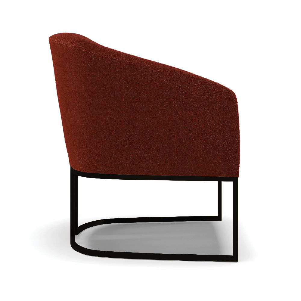 Poltrona Stella Bouclê Terra Base Metálica Industrial Preto - D'Rossi
