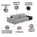 Sofá Ilha 2 Lugares Living 232cm Modulado para Sala Lary Linho Cinza/PU Pto K01 - D'Rossi
