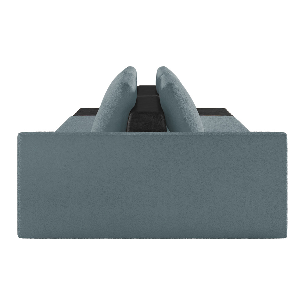 Sofá Ilha 2 Lugares Living 252cm Modulado Sala Lary Bouclê Azul/PU Pto K01 - D'Rossi