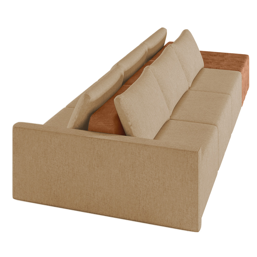 Sofá Ilha 3 Lugares Living 402cm Modulado para Sala Lary Linho Areia K01 - D'Rossi