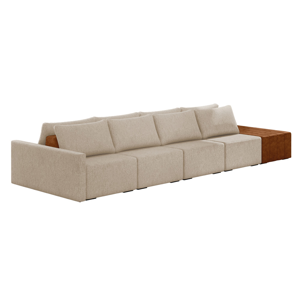 Sofá Ilha 4 Lugares Living 392cm Modulado para Sala Lary Linho Bege K01 - D'Rossi