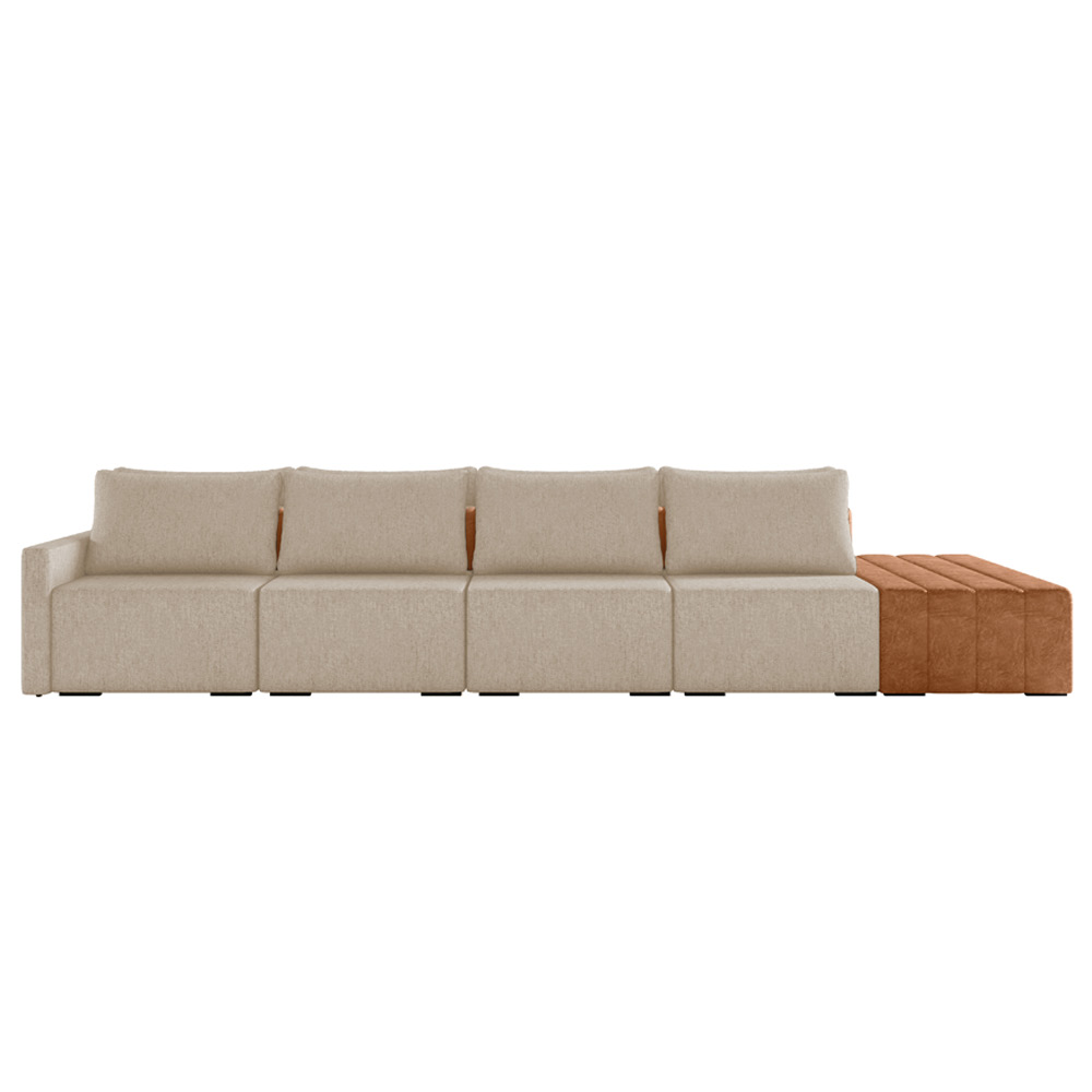 Sofá Ilha 4 Lugares Living 392cm Modulado para Sala Lary Linho Bege K01 - D'Rossi