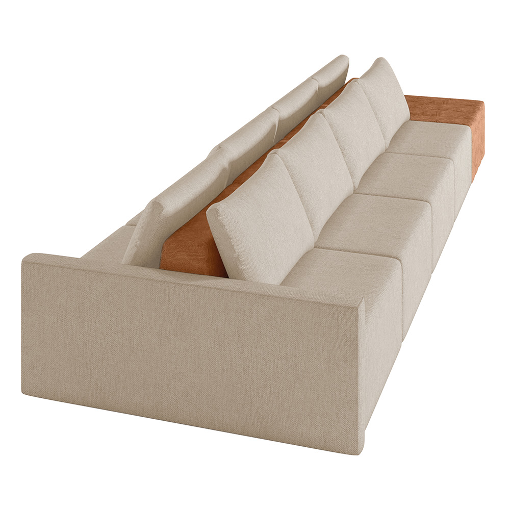 Sofá Ilha 4 Lugares Living 392cm Modulado para Sala Lary Linho Bege K01 - D'Rossi