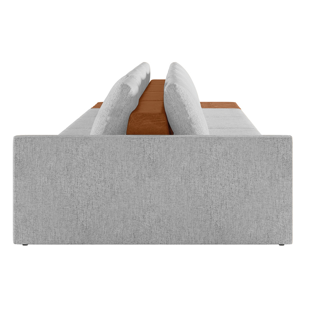Sofá Ilha 4 Lugares Living 392cm Modulado para Sala Lary Linho Cinza K01 - D'Rossi