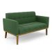 Sofá Namoradeira 2 Lugares Base de Madeira Castanho Elisa Suede Verde D03 - DRossi