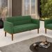 Sofá Namoradeira 2 Lugares Base de Madeira Castanho Elisa Suede Verde D03 - DRossi