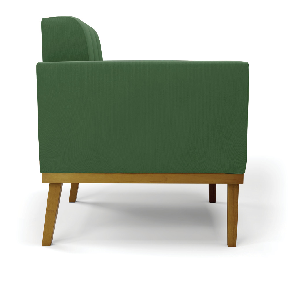 Sofá Namoradeira 2 Lugares Base de Madeira Castanho Elisa Suede Verde D03 - DRossi
