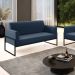 Sofá Namoradeira Base Industrial Alta Preto Marisa Suede Azul Marinho D03 - D?Rossi