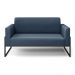 Sofá Namoradeira Base Industrial Alta Preto Marisa Suede Azul Marinho D03 - D?Rossi
