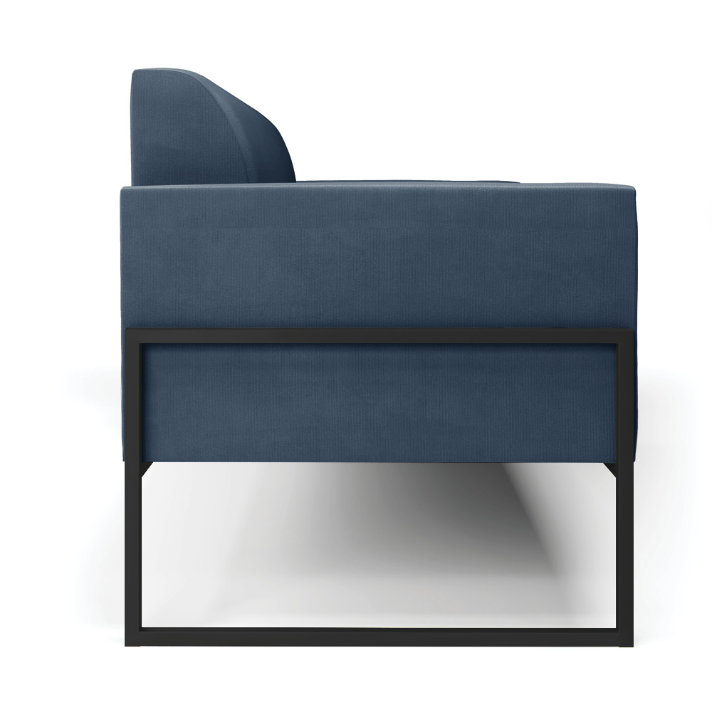 Sofá Namoradeira Base Industrial Alta Preto Marisa Suede Azul Marinho D03 - D?Rossi