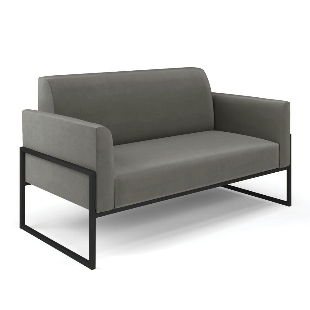 Sofá Namoradeira Base Industrial Alta Preto Marisa Suede Grafite D03 - D?Rossi
