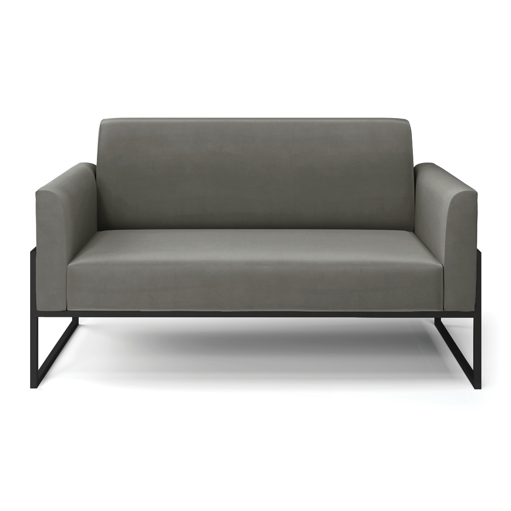 Sofá Namoradeira Base Industrial Alta Preto Marisa Suede Grafite D03 - D?Rossi