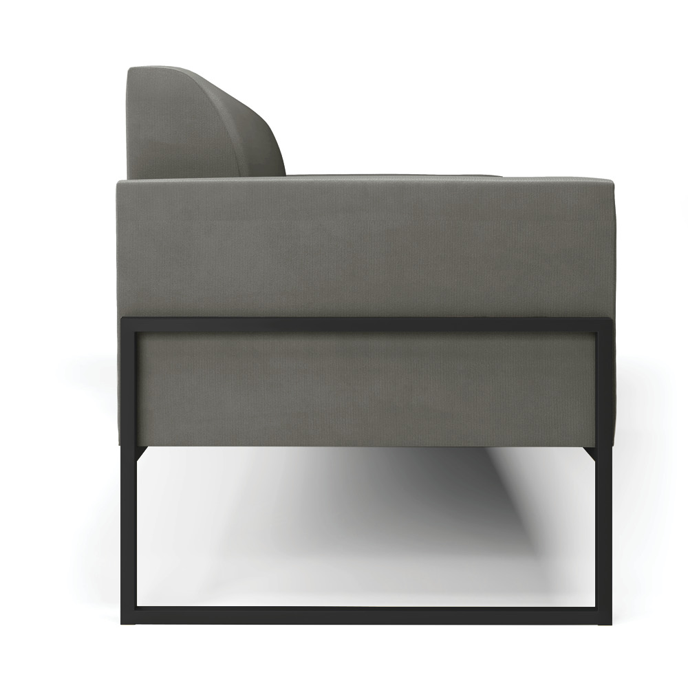 Sofá Namoradeira Base Industrial Alta Preto Marisa Suede Grafite D03 - D?Rossi
