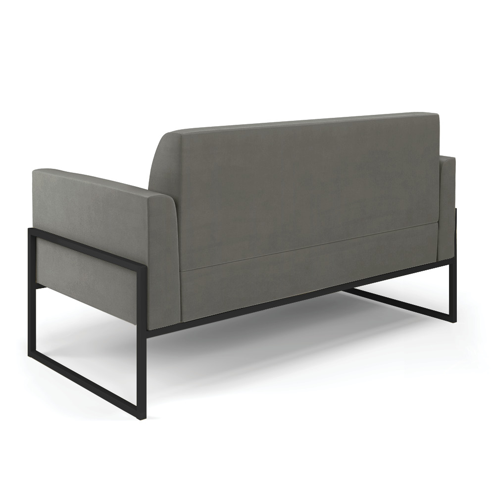 Sofá Namoradeira Base Industrial Alta Preto Marisa Suede Grafite D03 - D?Rossi