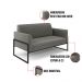 Sofá Namoradeira Base Industrial Alta Preto Marisa Suede Grafite D03 - D?Rossi