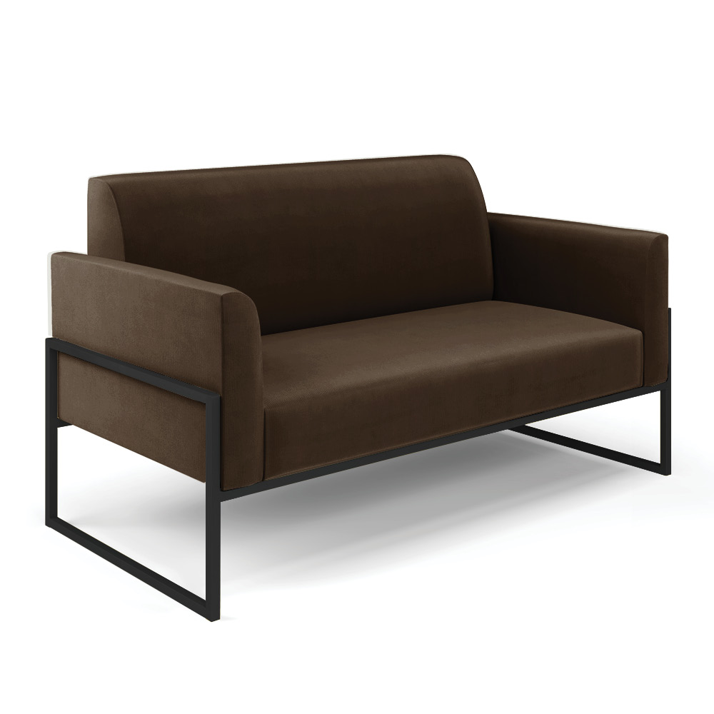 Sofá Namoradeira Base Industrial Alta Preto Marisa Suede Marrom D03 - D?Rossi