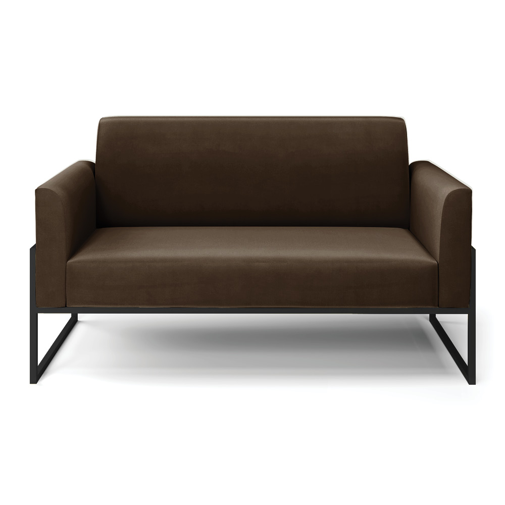 Sofá Namoradeira Base Industrial Alta Preto Marisa Suede Marrom D03 - D?Rossi