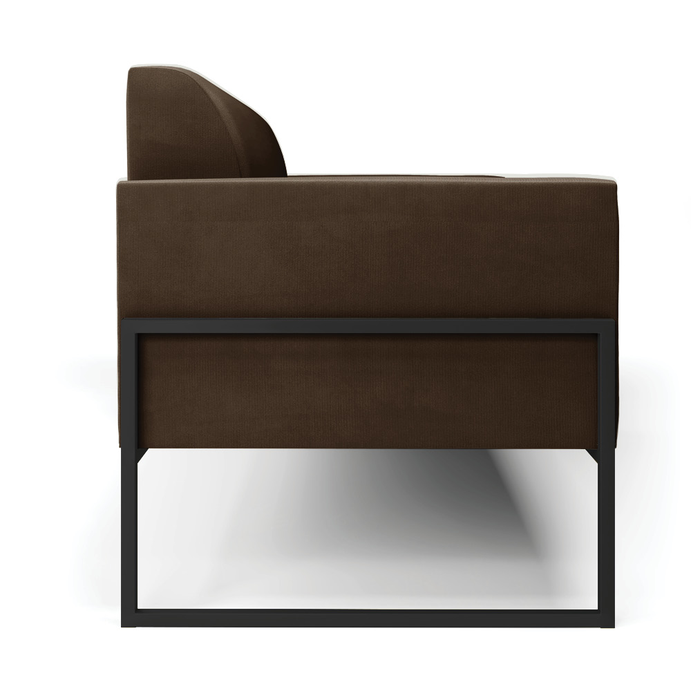 Sofá Namoradeira Base Industrial Alta Preto Marisa Suede Marrom D03 - D?Rossi