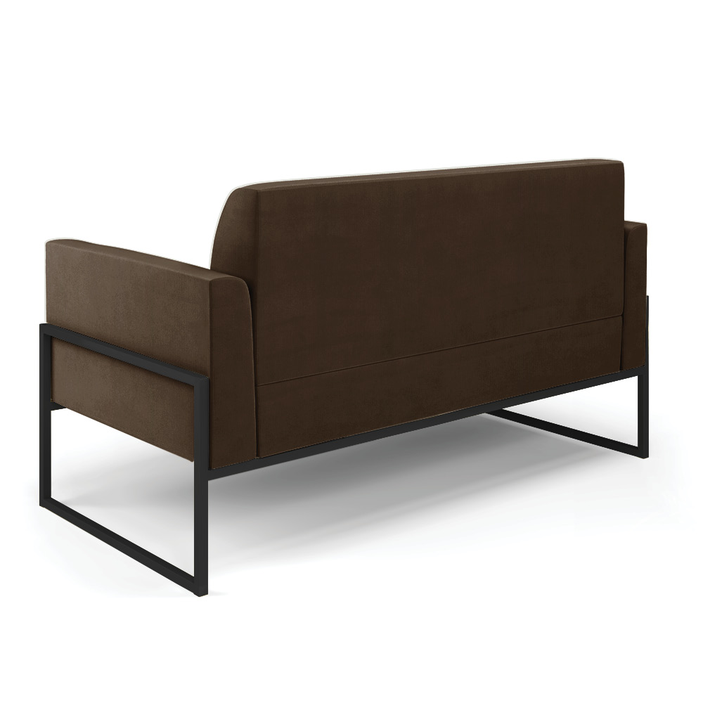 Sofá Namoradeira Base Industrial Alta Preto Marisa Suede Marrom D03 - D?Rossi