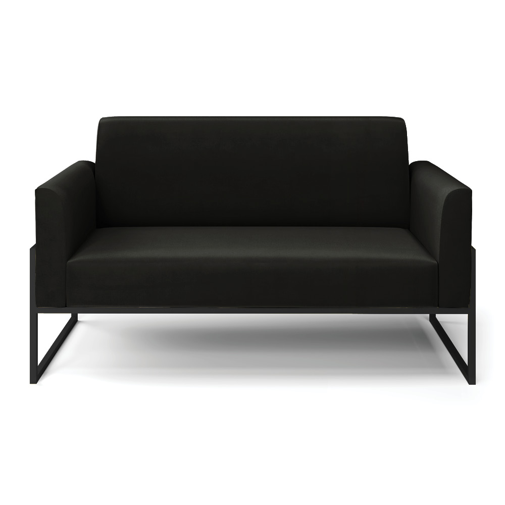 Sofá Namoradeira Base Industrial Alta Preto Marisa Suede Preto D03 - D?Rossi