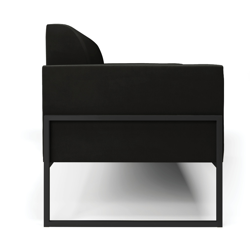Sofá Namoradeira Base Industrial Alta Preto Marisa Suede Preto D03 - D?Rossi