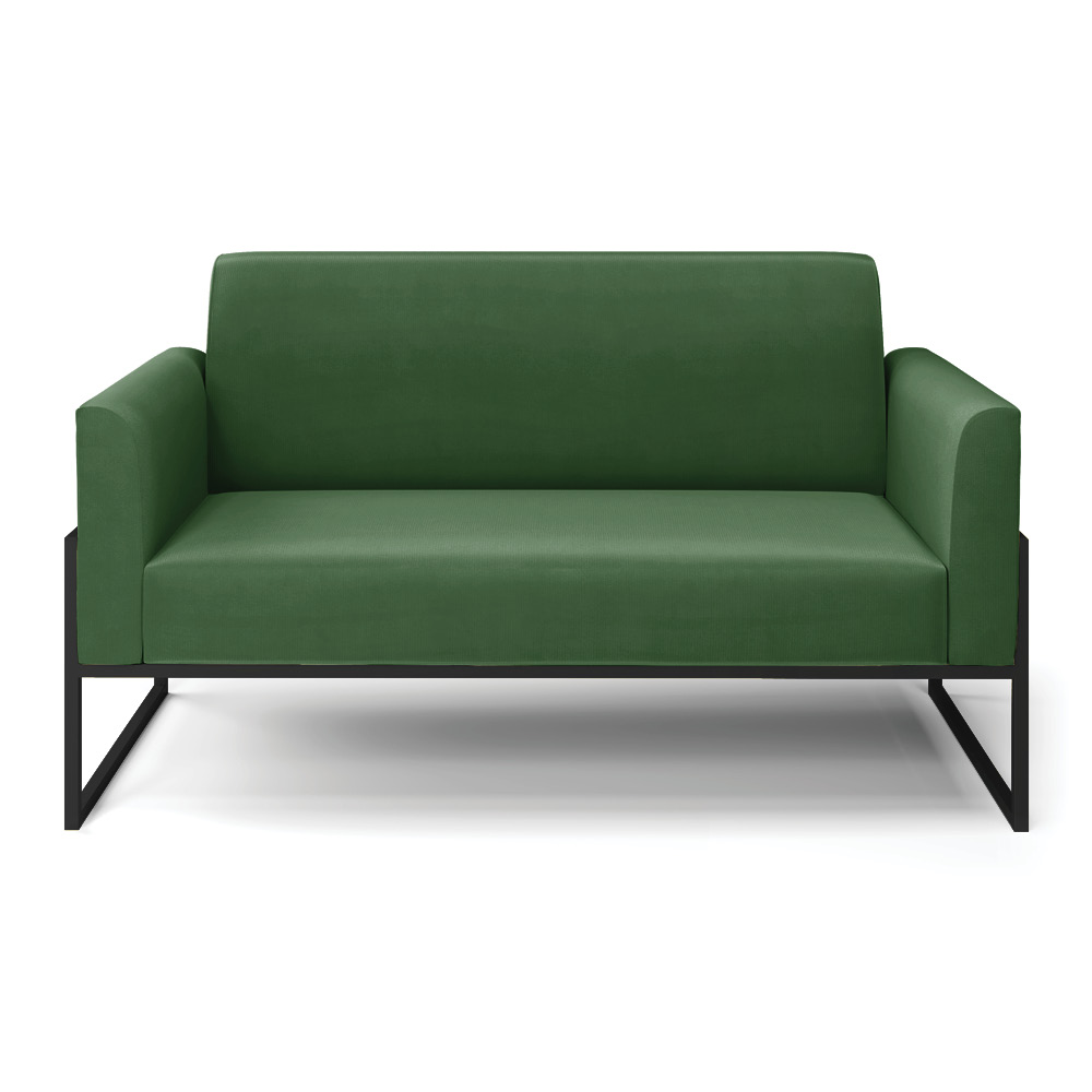Sofá Namoradeira Base Industrial Alta Preto Marisa Suede Verde D03 - D?Rossi