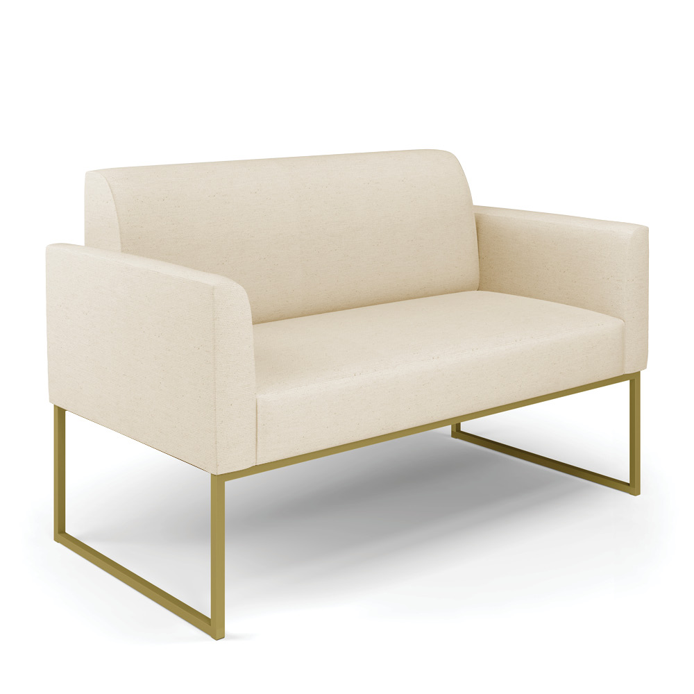 Sofá Namoradeira Base Industrial Dourado Marisa Linho D03 - D'Rossi