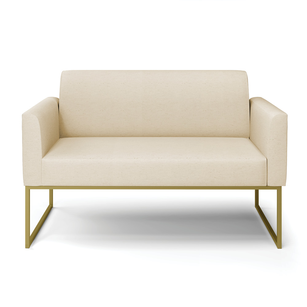 Sofá Namoradeira Base Industrial Dourado Marisa Linho D03 - D'Rossi