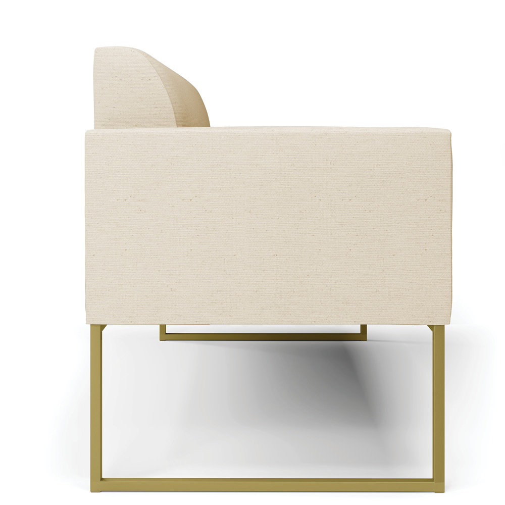 Sofá Namoradeira Base Industrial Dourado Marisa Linho D03 - D'Rossi