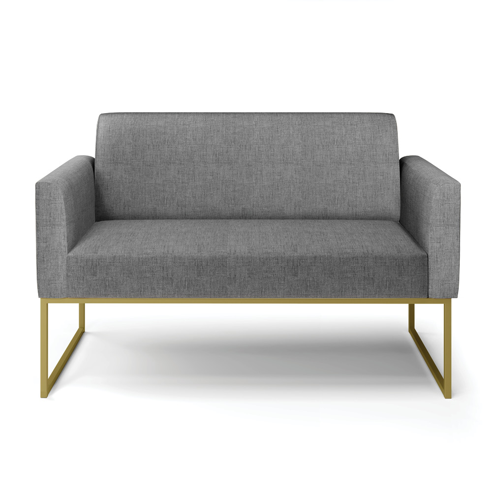Sofá Namoradeira Base Industrial Dourado Marisa Linho Grafite A26 D03 - D'Rossi