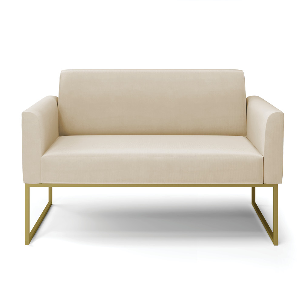 Sofá Namoradeira Base Industrial Dourado Marisa Suede D03 - D'Rossi